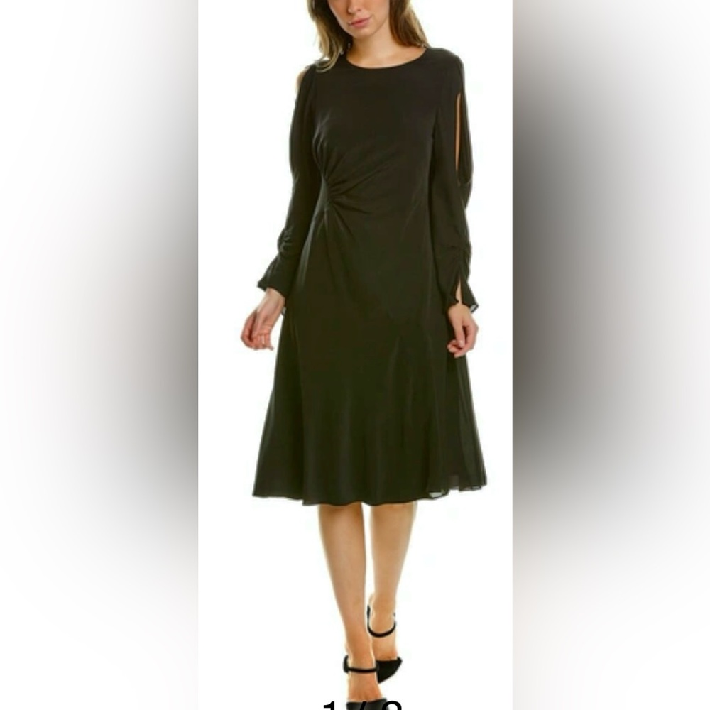 3.1 Phillip Lim Long Open Sleeve Black Silk Midi Dress ZB5